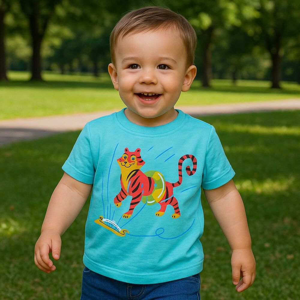 NEW Boys 18-24 Months Tiger Sprinkler Swimming Ring Summer Blue Shirt Dot & Zazz